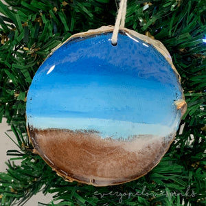 Round Wood Slice Ocean Ornament